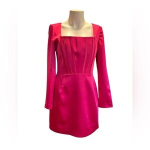 Gigiis Elegant Long Sleeve Fuchsia mini Dress size M